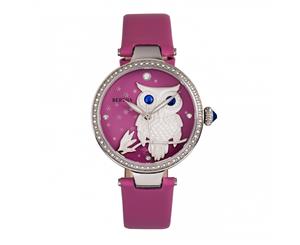 Bertha Rosie Leather-Band Watch - Silver/Pink