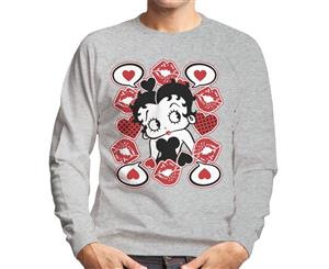 Betty Boop Love Kiss Men's Sweatshirt - Heather Grey