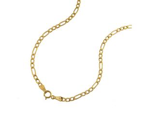 Bevilles 9ct Yellow Gold Figaro Necklace 55cm