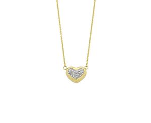 Bevilles 9ct Yellow Gold Silver Infused Crystal Centred Heart Necklace Pendant