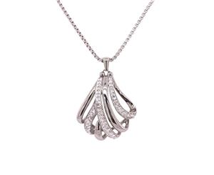 Bevilles Stainless Steel Crystal Crossover Necklace