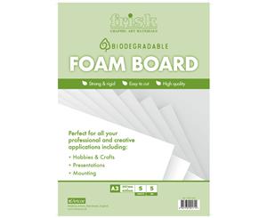 Bio-degradable White Foamboard 5mm A3 Pack of 5