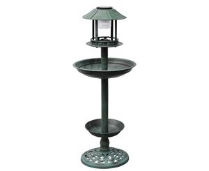 Bird Bath Feeder with Solar Light Garden Patio Antique Stand Drinker