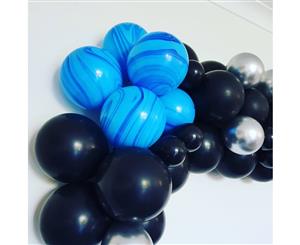 Black Blue and Silver Balloon Garland Kit 2m