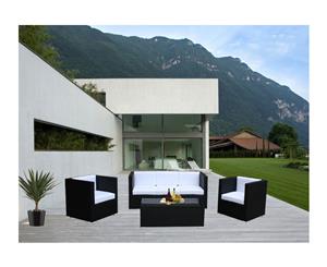 Black Selina 5 Seater Wicker Outdoor Furniture Lounge With Dark Grey Cushion Cover