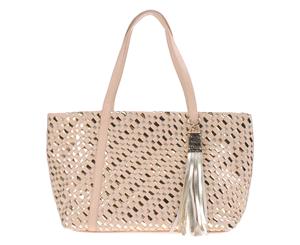 Blu Byblos Metallic Woven Tote Bag - Blush/Platinum