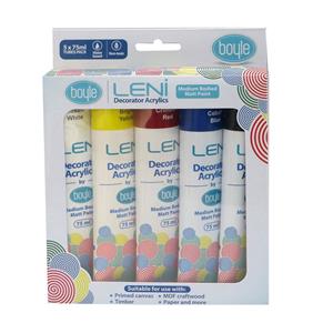 Boyle 75ml Matt LENi Decorator Acrylics Paint - 5 Pack