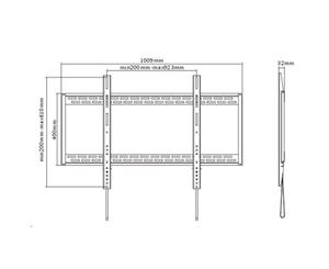 Brateck LP37-69F 60-100 Extra-Large heavy- duty fixed wall bracket. Max load 100kg. VESA support up to 900x600. Curved display Compatible. Colour