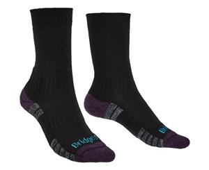 Bridgedale Womens Hike Light Merino Endurance Walking Socks - Black / Purple