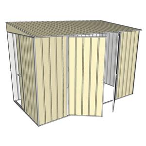 Build-a-Shed 1.5 x 3 x 2m Double Hinged Side Door Skillion Shed - Cream