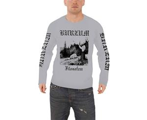 Burzum T Shirt Filosofem Band Logo Official Mens Long Sleeve - Grey