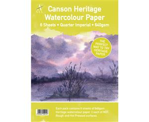 Canson Heritage 640gsm Trial Pack - 6 sheets (2 x NOT ROUGH & HP) - Quarter Imperial