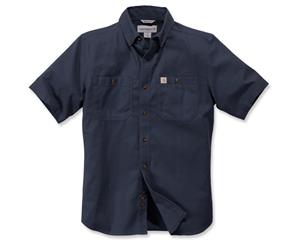 Carhartt Mens Rugged Flex Rigby Short Sleeve Work Shirt - Navy