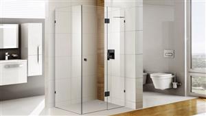 Cartia Pinnacle 900mm Frameless Shower Screen with Matte Black Hinge