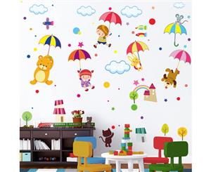 Cartoon Animal Umbrella Decals Wall Sticker (Size120cm x 114cm)