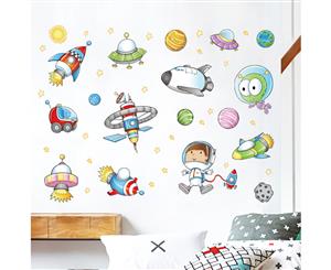 Cartoon Space Astronauts Wall Stickers Decals (Size 100cm x 75cm)