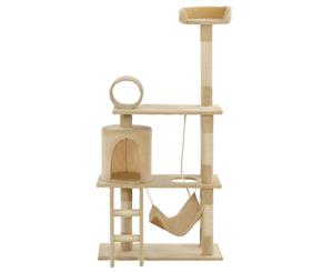 Cat Tree with Sisal Scratching Posts 140cm Beige Kitten Play Tower