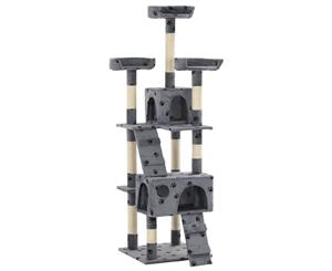 Cat Tree with Sisal Scratching Posts 170cm Paw Prints Grey Condo House