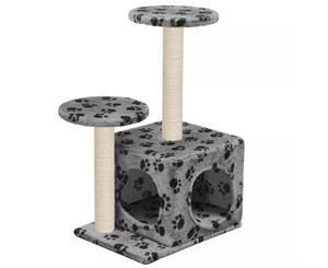 Cat Tree with Sisal Scratching Posts Grey Paw Prints Scratcher Tower