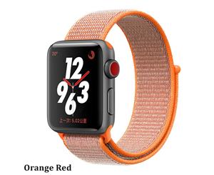 Catzon Watch Band Nylon Sport Loop Fastener Adjustable Closure Wrist Strap iwatch Series 1/2 /3/4 Spicy Orange