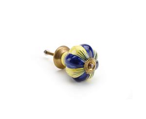 Cgb Giftware Yellow/Blue Petal Ceramic Drawer Handle (Yellow/Blue) - CB1498