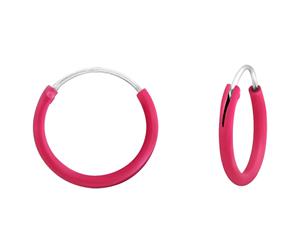 Children's Silver Dark Pink 12mm Ear Hoops