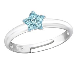 Children's Sterling Silver Star Ring Aqua