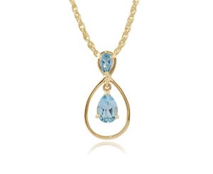 Classic Pear Blue Topaz Drop Pendant in 9ct Yellow Gold