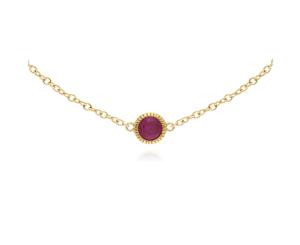 Classic Single Stone Round Ruby Milgrain Bracelet in 9ct Yellow Gold