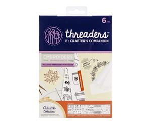 Crafters Companion Threaders Embroidery Transfer Sheets Autumn Collection 8 inch X8 inch 6 pack