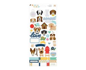 DCWV - Playful Pets Cardstock Stickers 5.5X12in 2 pack - Dogs with Iridescent Glitter Accents