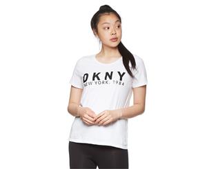 DKNY Women's Box Logo Tee / T-Shirt / Tshirt - White