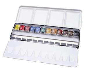 Daler Rowney Artists Watercolour Metal Box 12 Half Pan Set