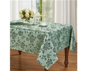 Damask jacquard Tablecloth Elegant Rose Table Cover Green