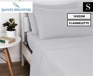 Daniel Brighton Flannelette 145GSM Single Bed Sheet Set - Light Grey