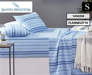 Daniel Brighton Flannelette 145GSM Single Bed Sheet Set - Reid Blue