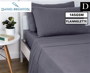 Daniel Brighton Flannelette Double Bed 145GSM Sheet Set - Dark Grey