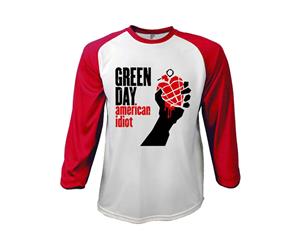 Day T Shirt Mens American Idiot Grenade Logo Official Baseball Shirt - White