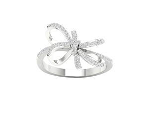 De Couer 9KT White Gold Diamond Knot Ring (1/5CT TDW H-I Color I2 Clarity)