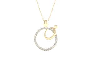 De Couer 9KT Yellow Gold Diamond Mother and Child Necklace (1/10CT TDW H-I Color I2 Clarity)