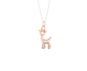 De Couer Sterling Silver Diamond Rose Gold Plated Balloon Deer Pet Necklace (1/20CT TDW H-I Color I2 Clarity)