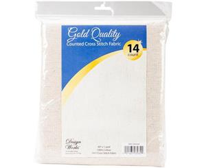 Design Works Gold Quality Aida 14 Count 20 inch X30 inch - White