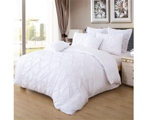 Diamond Pintuck Quilt/Doona/Duvet Cover Set (Queen/King/Super King Size Bed)- White