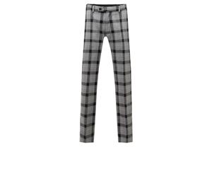 Dobell Mens Black/White Bold Check Suit Trousers Regular Fit