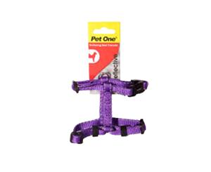 Dog Harness Nylon Reflective Adjustable - Purple - 15cm-22.5cm x 10mm (Pet One)