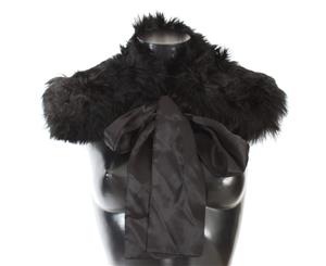 Dolce & Gabbana Black Alpaca Fur Shoulder Collar Scarf