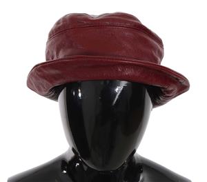 Dolce & Gabbana Bordeaux Soft Leather Boater Bucket Hat