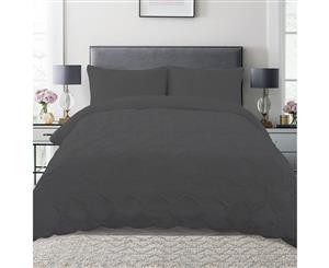 Dreamaker Spandex Emboridery Quilt Cover Set Honeycomb - Charcoal