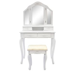 Dressing Table 4 Drawers 3 Mirrors - DIANA WHITE