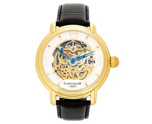 Earnshaw Men's 48mm Longcase Leather Watch - Gold/Black